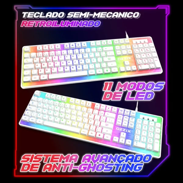 Teclado Gamer Doppler Mostrando 11 Modos de Led