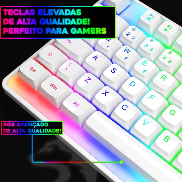 Teclado Gamer Doppler De Lado Mostrando as Teclas Elevadas