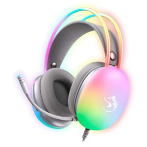 fone de ouvido gamer headset rgb cinza neon led com microfone