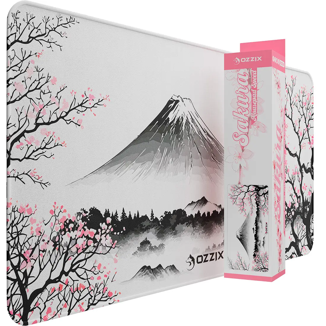 mousepad gamer speed sakura branco arvore rosa feminino ozzix 3